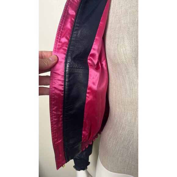 JUICY COUTURE LAMBSKIN LEATHER NAVY HOODIE JACKET XS - Picture 10 of 16